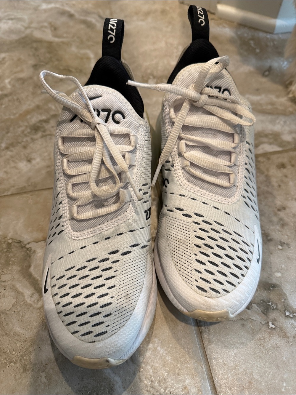 Nike White and Black Air Max 270 Running Shoes